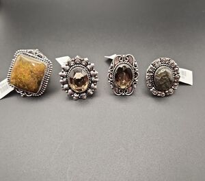 German Silver Gemstone Size 7 Rings Lot Of 4